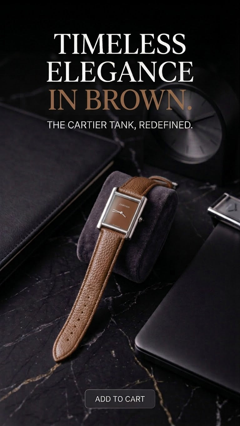 BIN-B Tank Style Vintage Leather Strap Watch – Slim Bezel