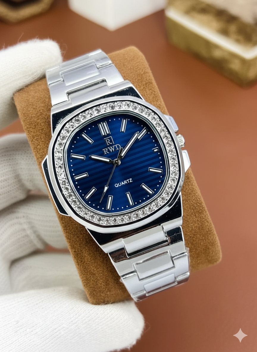 Stone Embossed Stainless Steel Watch