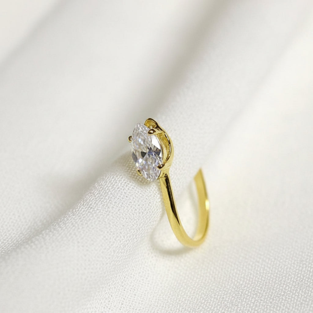Oval Crystal Nose Pin