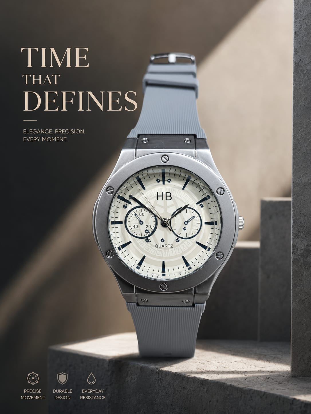 Diamond Glass Sporty Men's Silicone Strap Watch