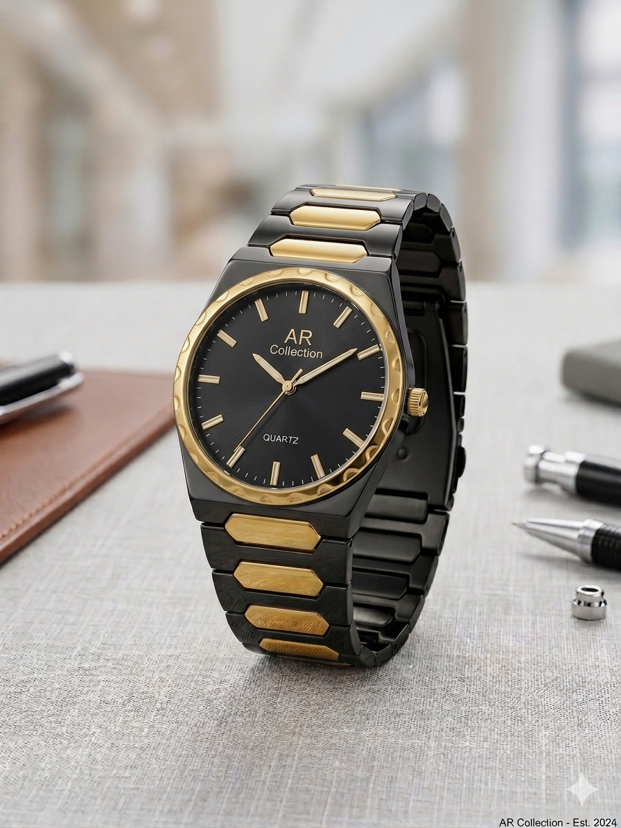 Executive Series: Classic Round Watch  Matrix Design Stainless Steel Chain