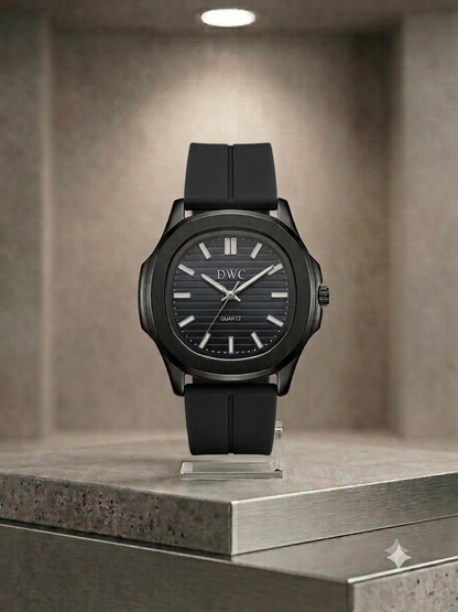 Octagonal Bezel Watch - Signature Black Dial & Integrated Matte Strap with Magnetic Lock