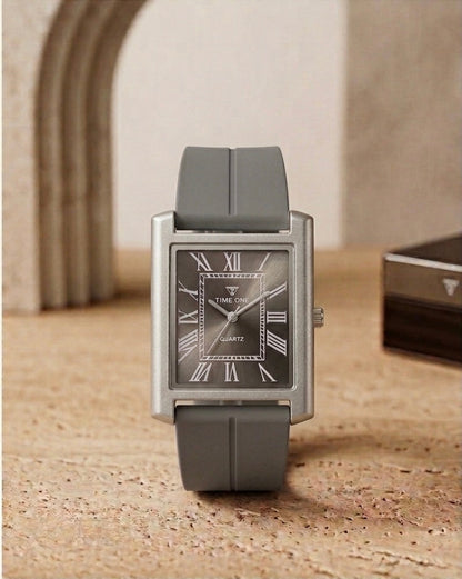 Rectangular Case Watch - Roman Numeral Dial with Silicone Strap & Magnetic Lock