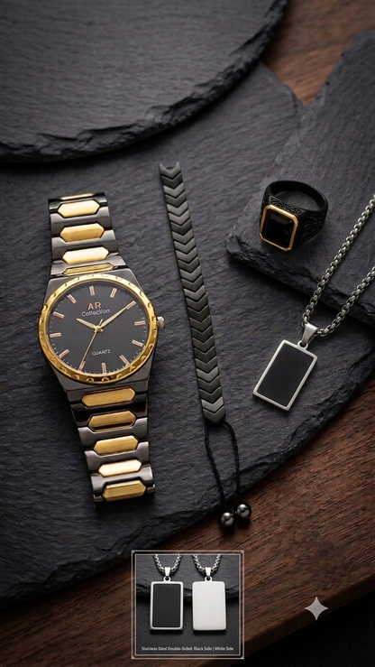 BIN-B Matrix Deal – Premium 4-in-1 Men's Luxury Watch & Accessories Gift Set