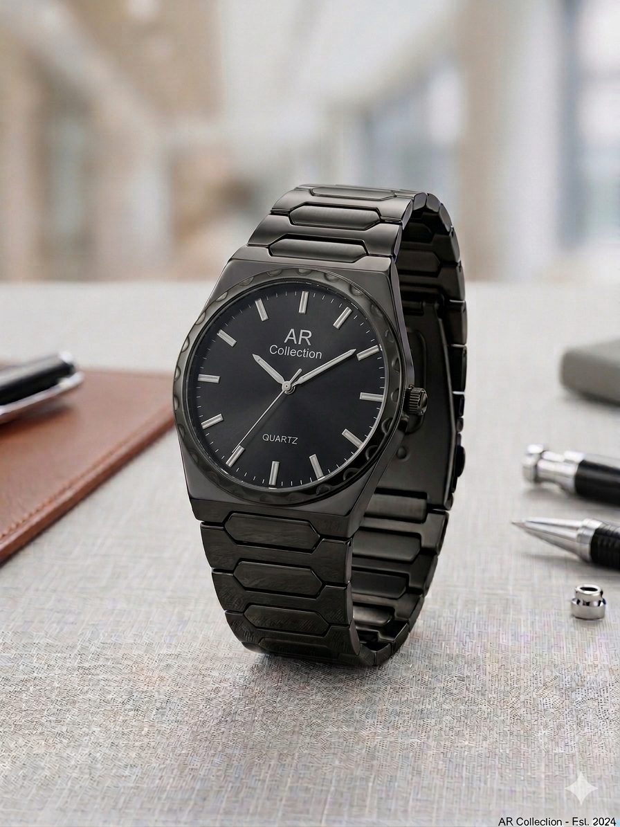 Executive Series: Classic Round Watch  Matrix Design Stainless Steel Chain