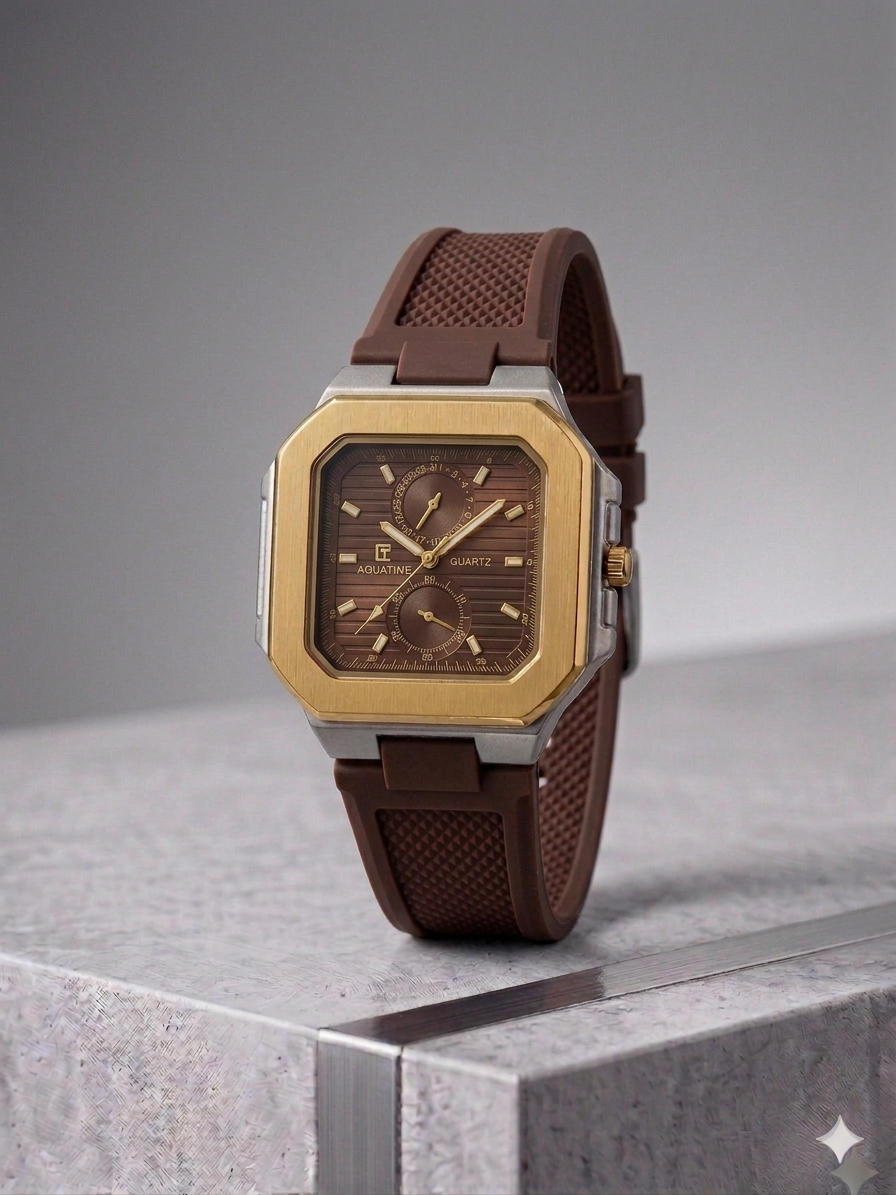 Premium Men's Sports Watch Rubber Strap, Durable Polycarbonate Case, and Precision Quartz Movement