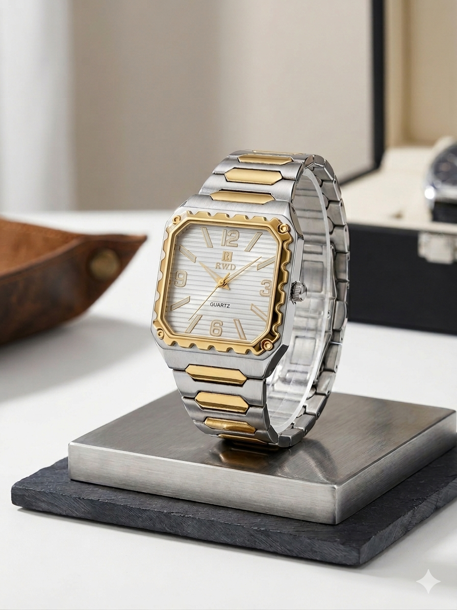 Executive Series: Classic Square Watch Old Money Design Stainless Steel Chain