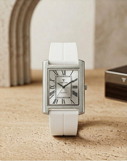 Rectangular Case Watch - Roman Numeral Dial with Silicone Strap & Magnetic Lock