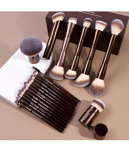 MAANGE 20 Pcs Makeup Brushes with Gift Box ,DarkBrown