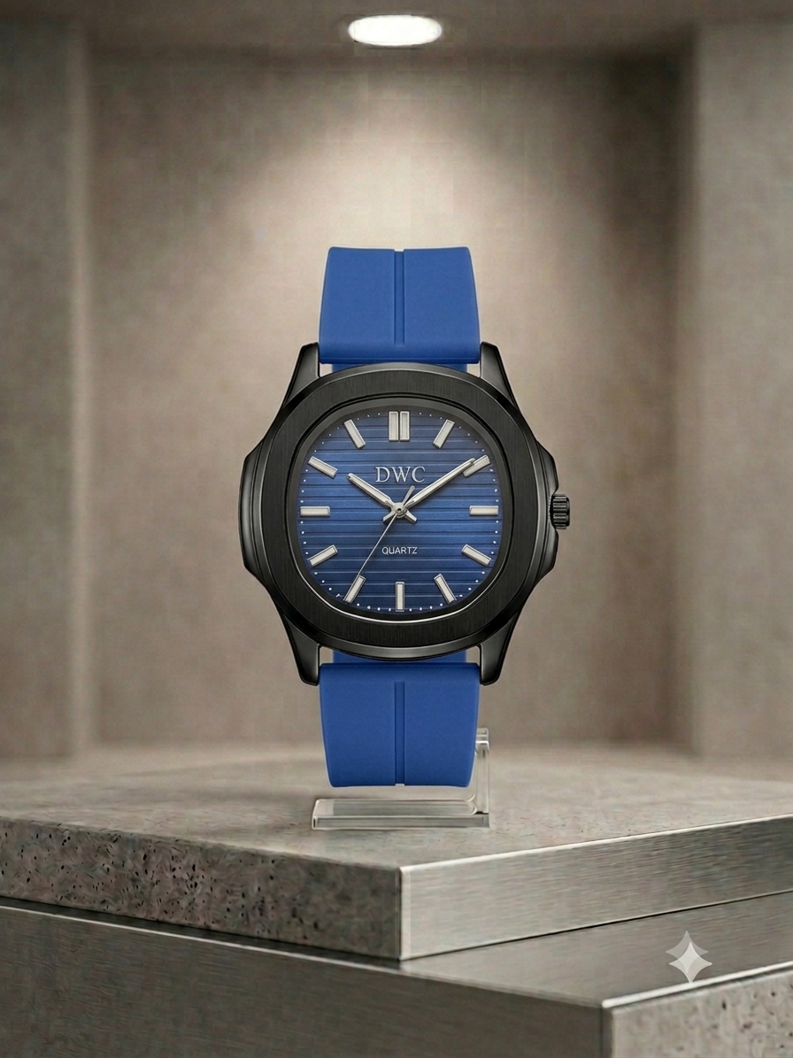 Octagonal Bezel Watch - Signature Black Dial & Integrated Matte Strap with Magnetic Lock