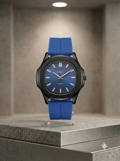 Octagonal Bezel Watch - Signature Black Dial & Integrated Matte Strap with Magnetic Lock