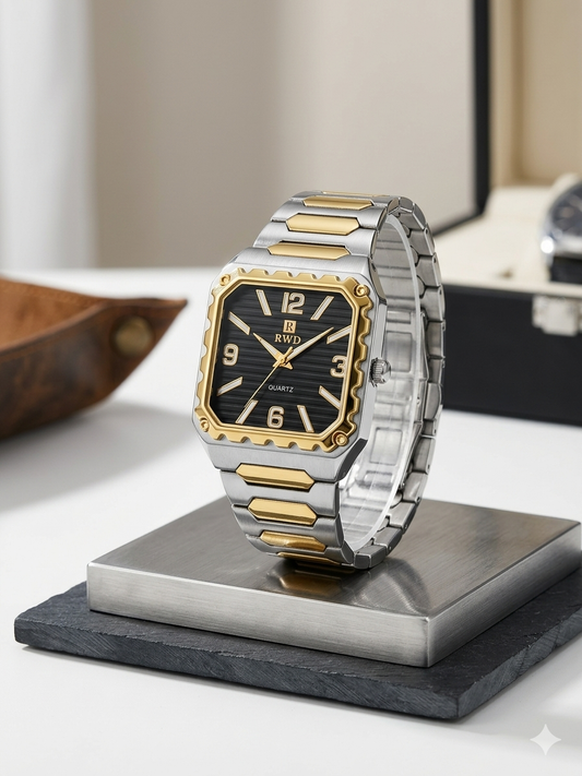 Executive Series: Classic Square Watch Old Money Design Stainless Steel Chain