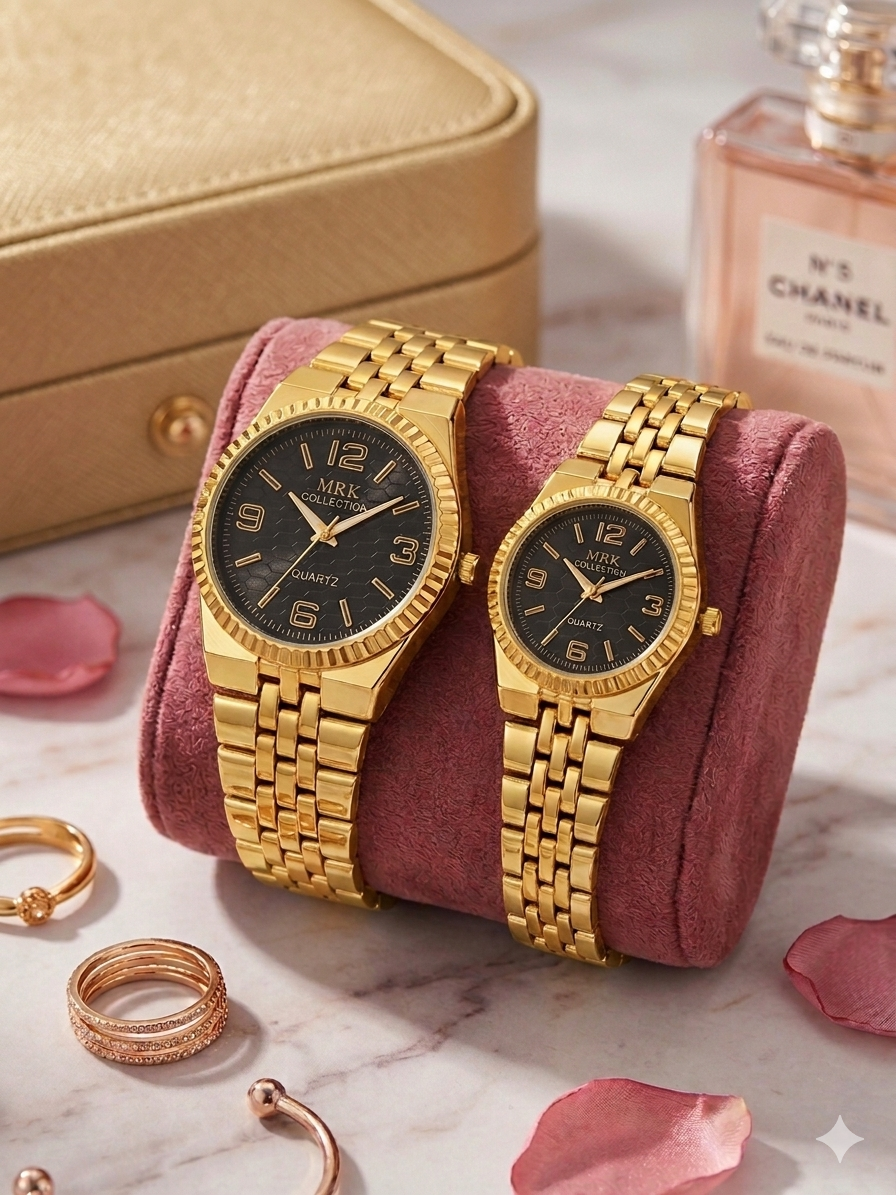The Eternal Bond Luxury Couple Watch Set Trendy Couple Watches For Boys And Girls Steel Chain