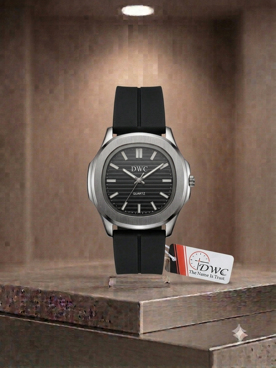Octagonal Bezel Watch - Signature Black Dial & Integrated Matte Strap with Magnetic Lock