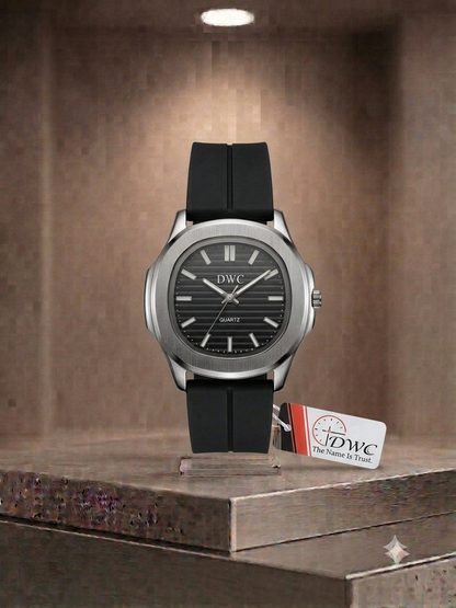 Octagonal Bezel Watch - Signature Black Dial & Integrated Matte Strap with Magnetic Lock