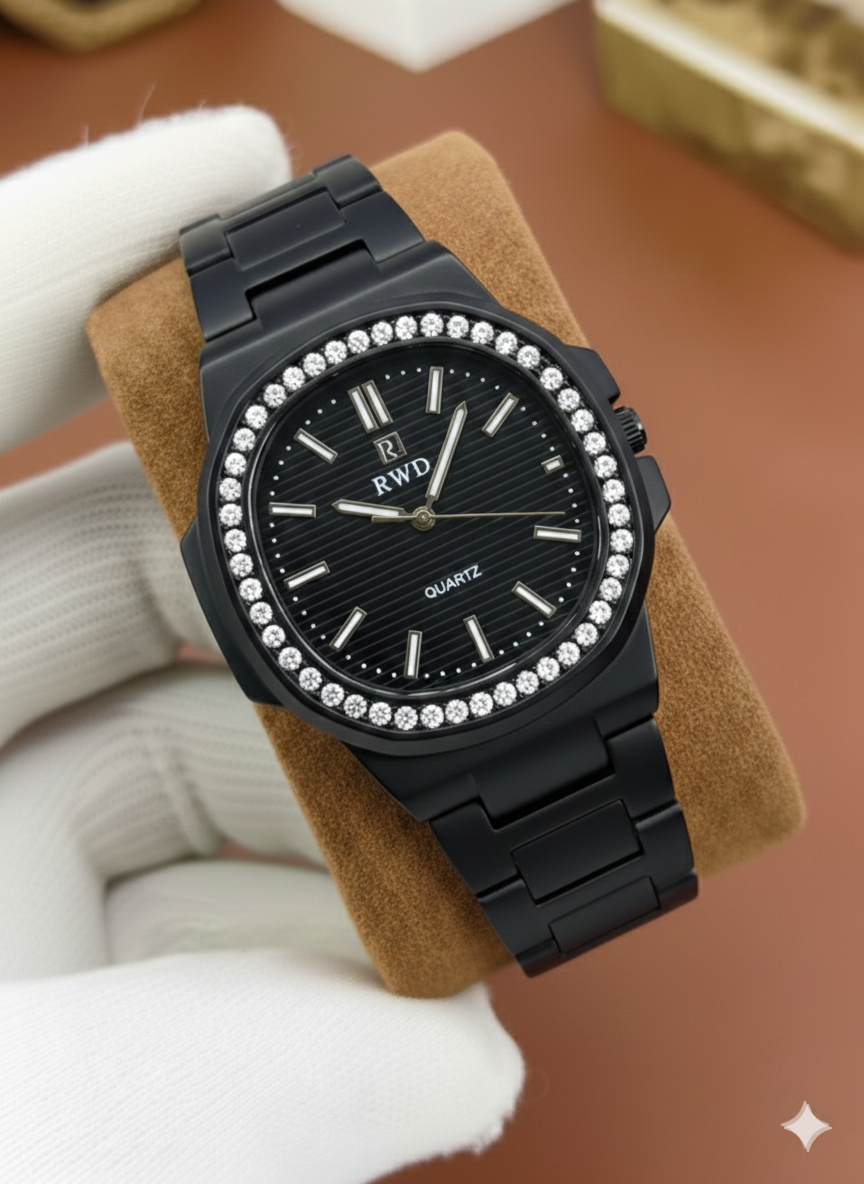 Stone Embossed Stainless Steel Watch