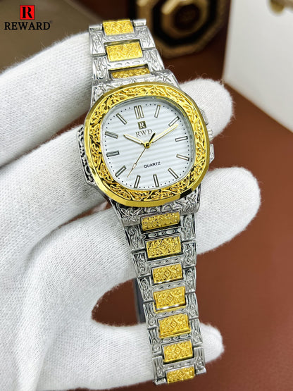 Embossed Stainless Steel Luxury Watch