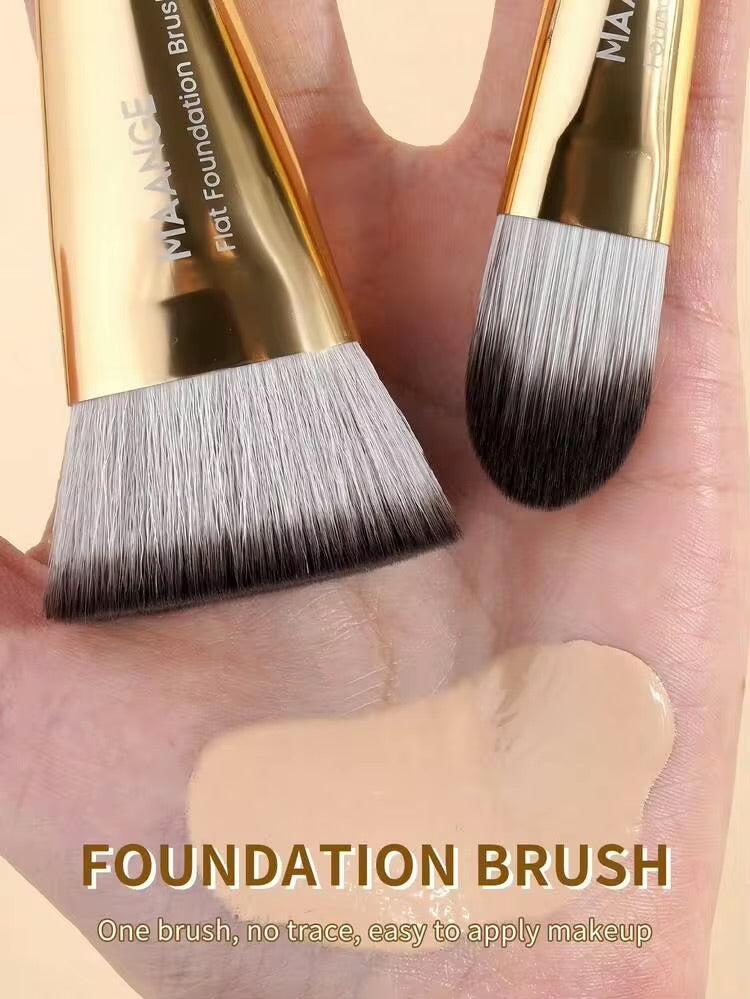MAANGE 19 PCS Makeup Brushes with Case Premium Brush Set- GOLD & GREY