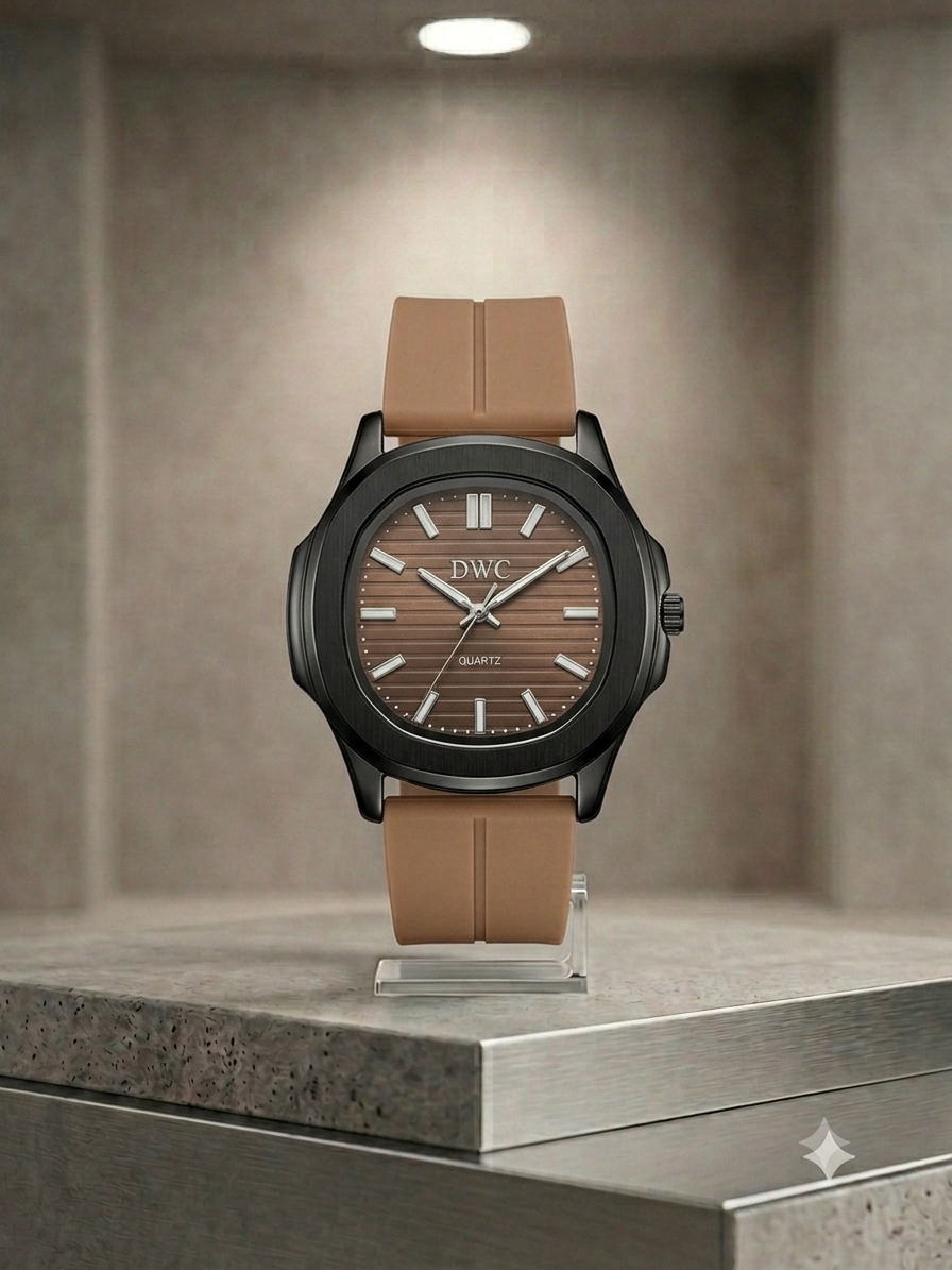 Octagonal Bezel Watch - Signature Black Dial & Integrated Matte Strap with Magnetic Lock