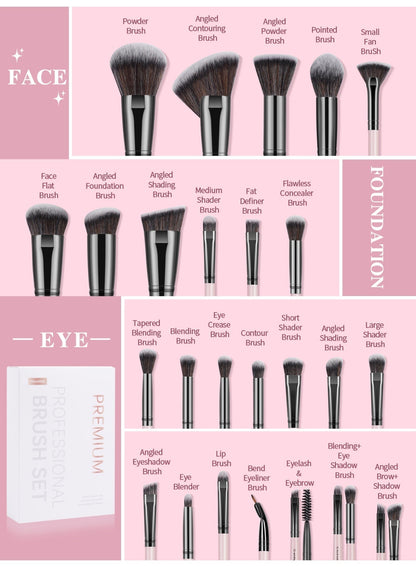 MAANGE 25-Pieces PREMIUM Makeup Brushes Set -PINK