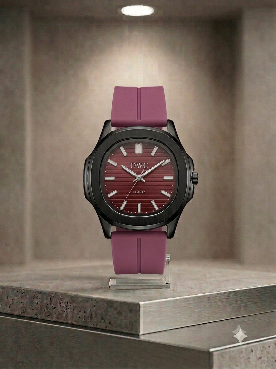 Octagonal Bezel Watch - Signature Black Dial & Integrated Matte Strap with Magnetic Lock
