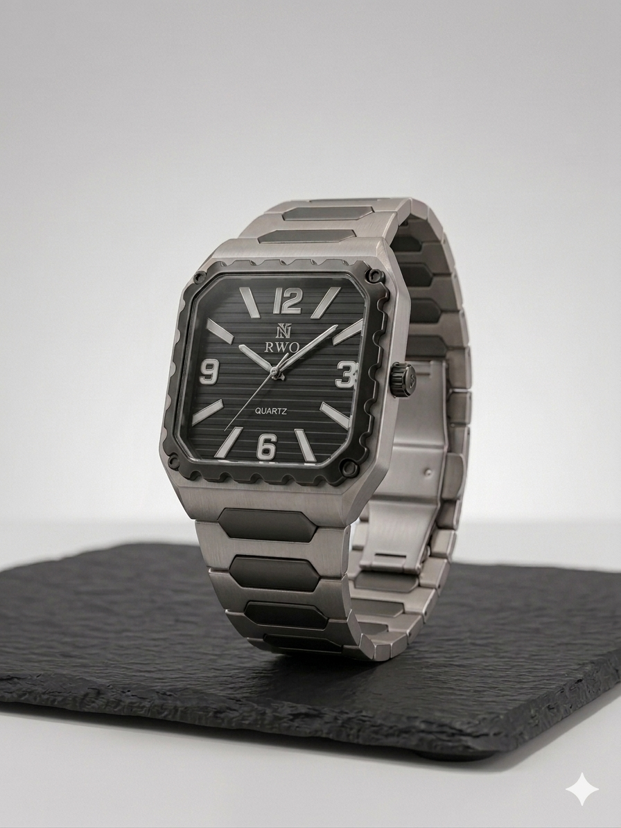 Executive Series: Classic Square Watch Old Money Design Stainless Steel Chain