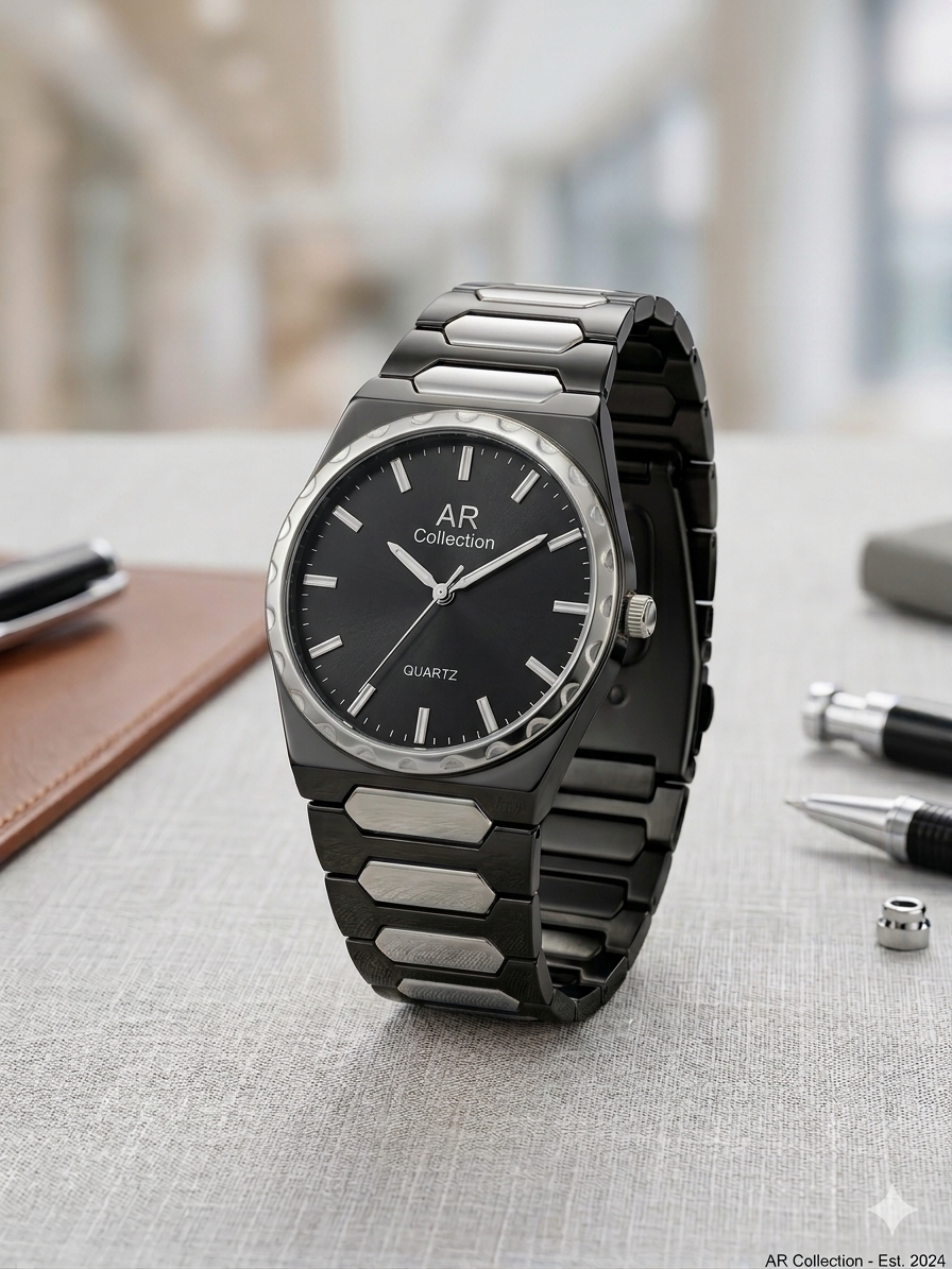 Executive Series: Classic Round Watch  Matrix Design Stainless Steel Chain