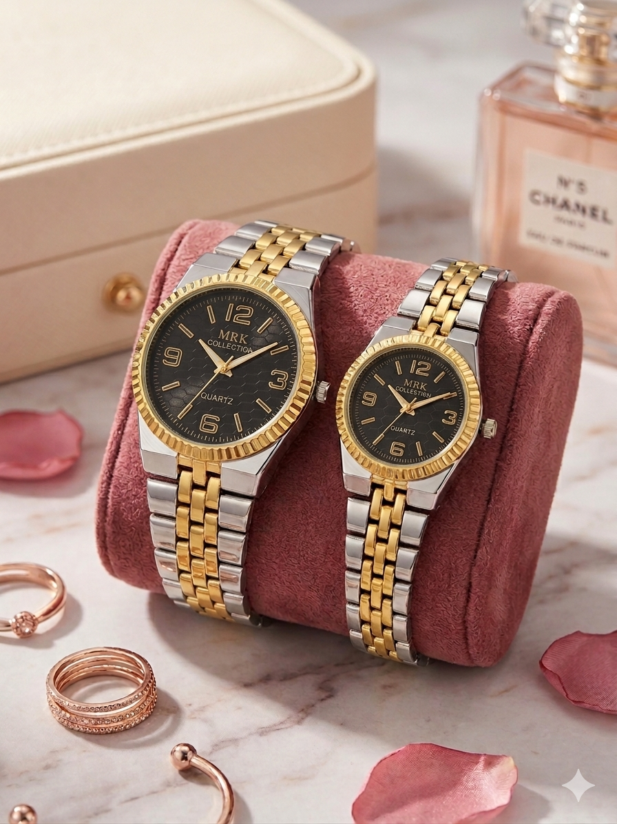 The Eternal Bond Luxury Couple Watch Set Trendy Couple Watches For Boys And Girls Steel Chain
