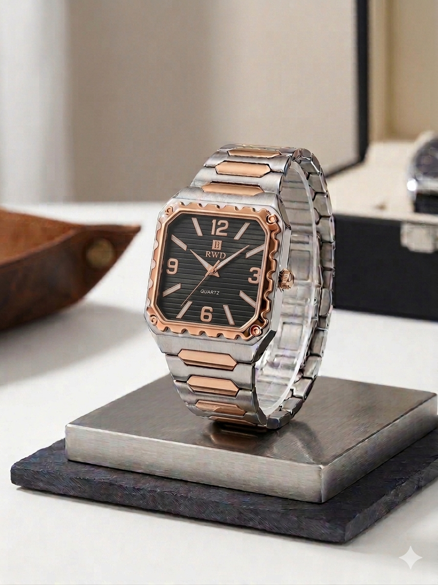Executive Series: Classic Square Watch Old Money Design Stainless Steel Chain