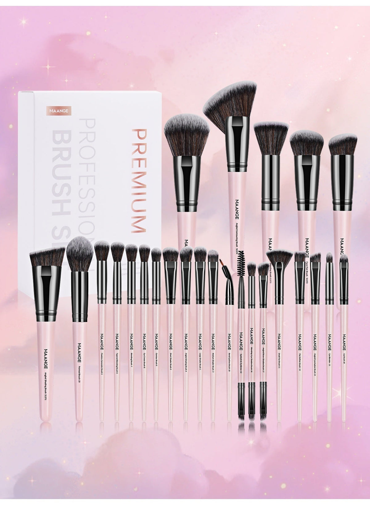 MAANGE 25-Pieces PREMIUM Makeup Brushes Set -PINK