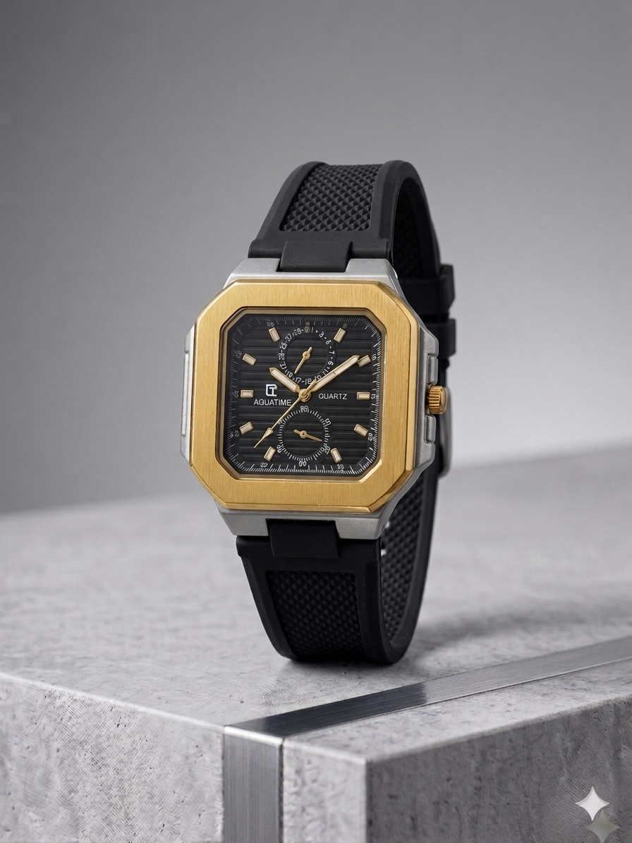 Premium Men's Sports Watch Rubber Strap, Durable Polycarbonate Case, and Precision Quartz Movement