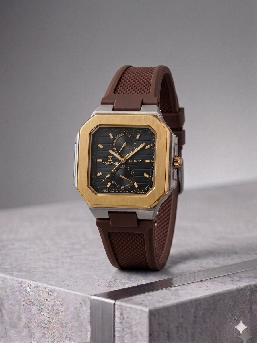 Premium Men's Sports Watch Rubber Strap, Durable Polycarbonate Case, and Precision Quartz Movement