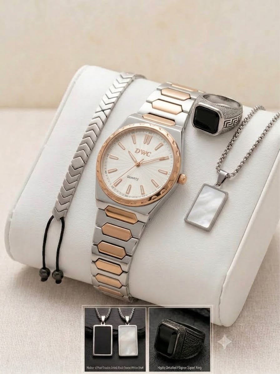 BIN-B Matrix Deal – Premium 4-in-1 Men's Luxury Watch & Accessories Gift Set