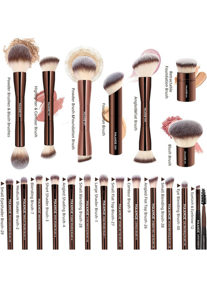 MAANGE 20 Pcs Makeup Brushes with Gift Box ,DarkBrown