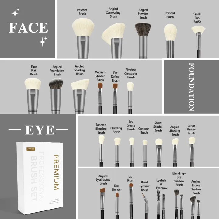 MAANGE - 25pcs Premium Professional Makeup Brushes - BLACK