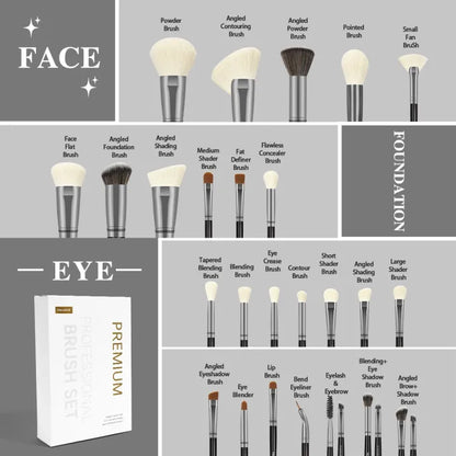 MAANGE - 25pcs Premium Professional Makeup Brushes - BLACK