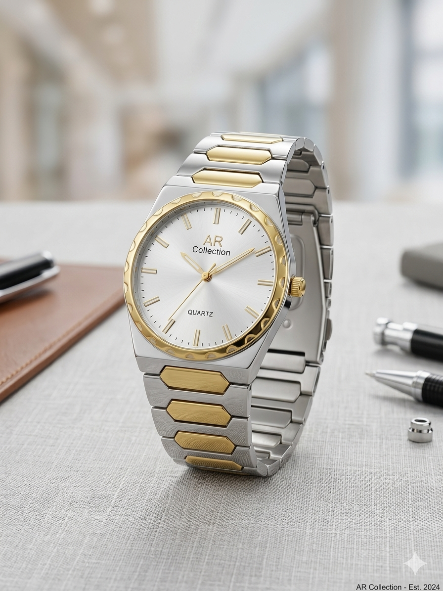 Executive Series: Classic Round Watch  Matrix Design Stainless Steel Chain