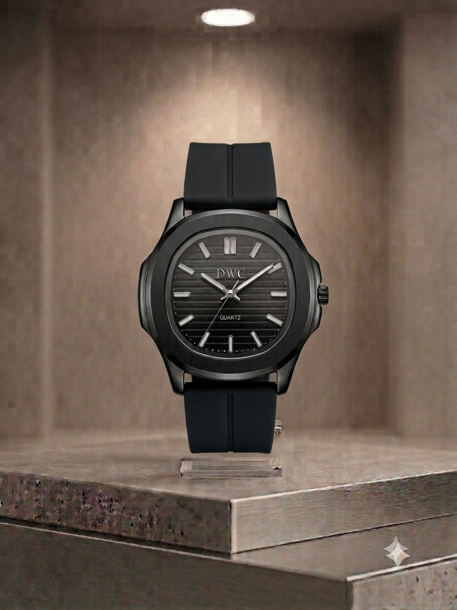 Octagonal Bezel Watch - Signature Black Dial & Integrated Matte Strap with Magnetic Lock