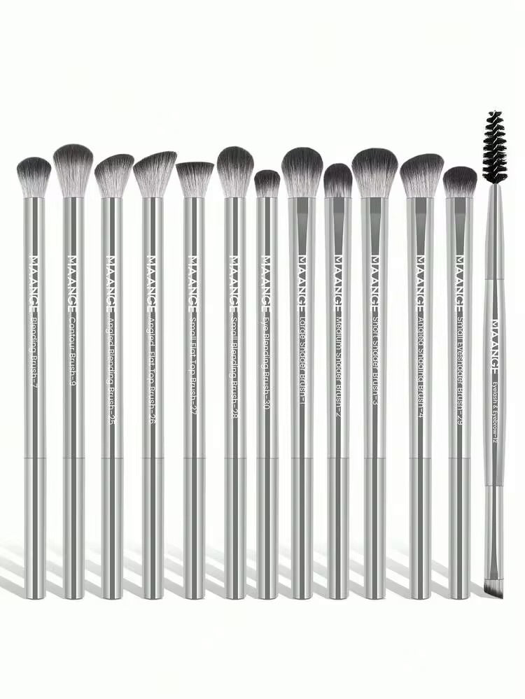 MAANGE 13 pcs professional eye brushes - GREY Gold