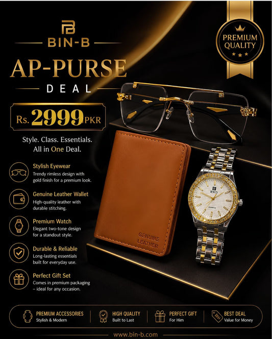Decent Deal Combo Watch, Glasses & Purse Deal 3 in 1