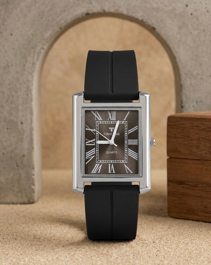 Rectangular Case Watch - Roman Numeral Dial with Silicone Strap & Magnetic Lock