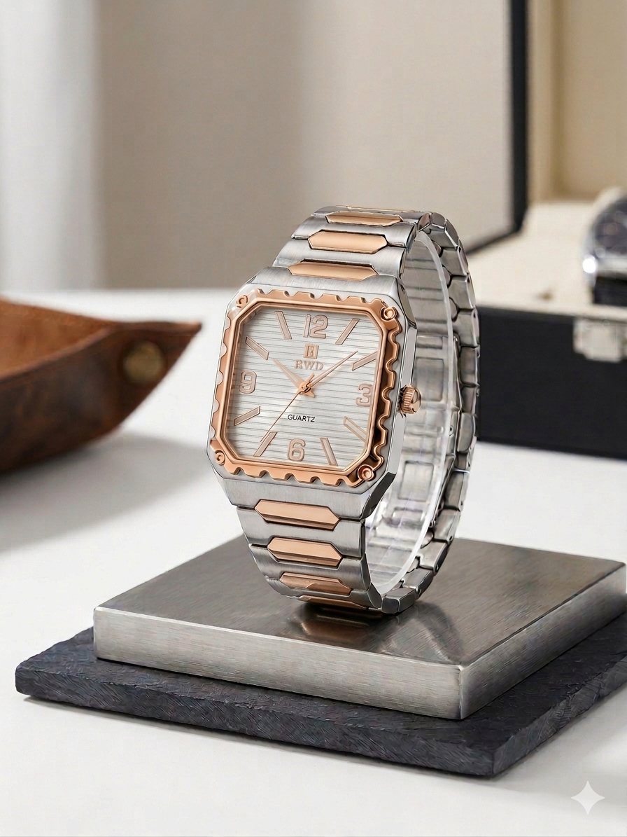 Executive Series: Classic Square Watch Old Money Design Stainless Steel Chain