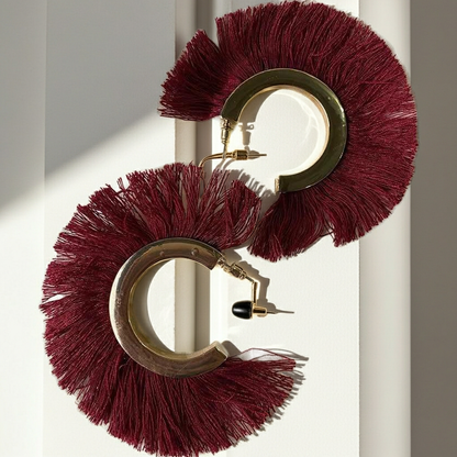 Burgundy Bloom Hoops