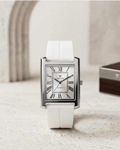 Rectangular Case Watch - Roman Numeral Dial with Silicone Strap & Magnetic Lock