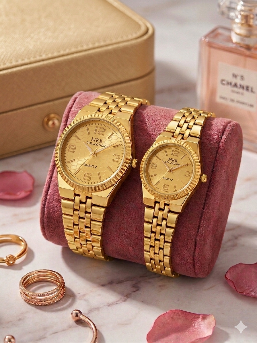 The Eternal Bond Luxury Couple Watch Set Trendy Couple Watches For Boys And Girls Steel Chain