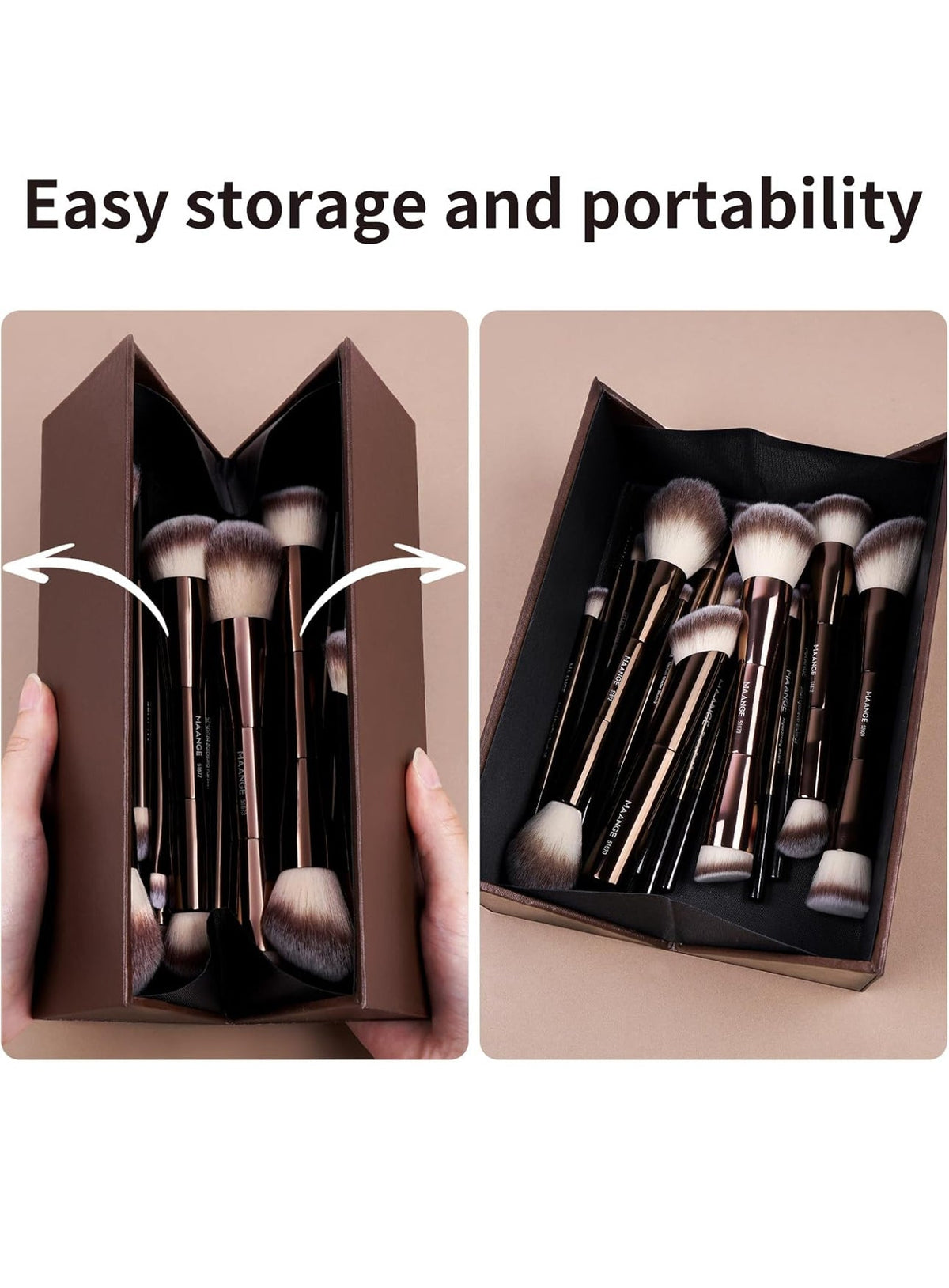 MAANGE 20 Pcs Makeup Brushes with Gift Box ,DarkBrown