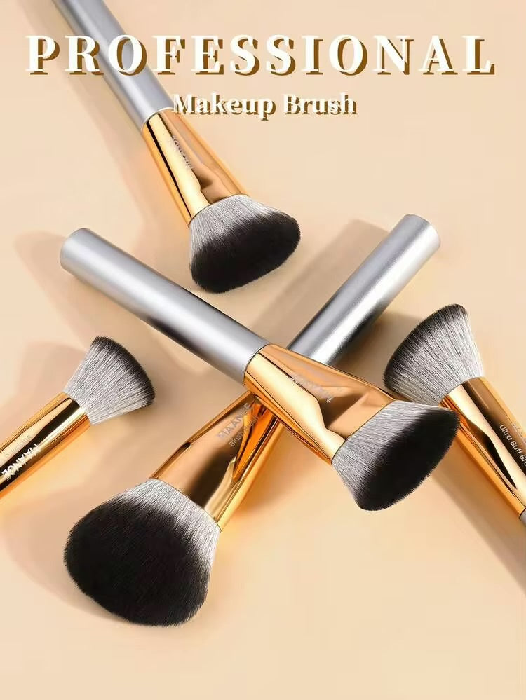 MAANGE 19 PCS Makeup Brushes with Case Premium Brush Set- GOLD & GREY