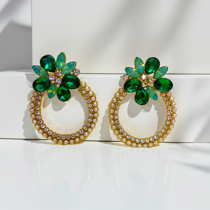 Emerald Floral Earrings