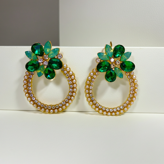 Emerald Floral Earrings