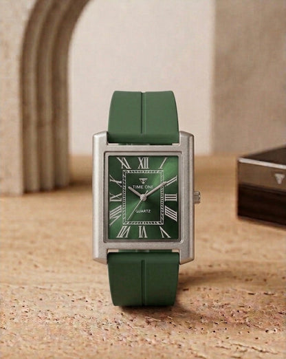 Rectangular Case Watch - Roman Numeral Dial with Silicone Strap & Magnetic Lock